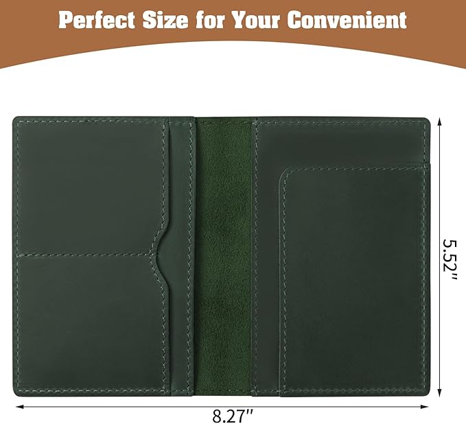 Jack&Chris Leather Passport Holder, Handmade Passport cover, Travel Wallet Cover Case for Men and Women, Leather Travel Documents Organizer Protector, JC107