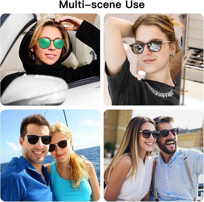 Ougenni Sunglasses for Women Men Vintage Polarized Women Sunglasses Round Classic Retro UV Protection Lens