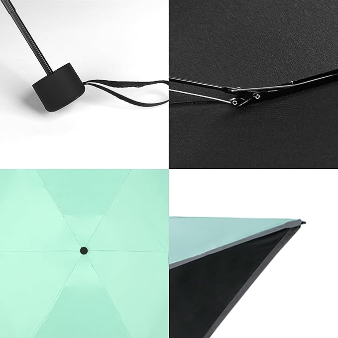 GAOYAING Mini Compact Travel Umbrella with Reflective Safety Stripes, Portable Folding Design with Case