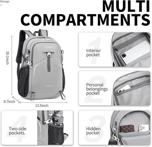 35L Lightweight Packable Backpack – Durable Foldable Daypack for Travel, Hiking, and Gym (Grey)