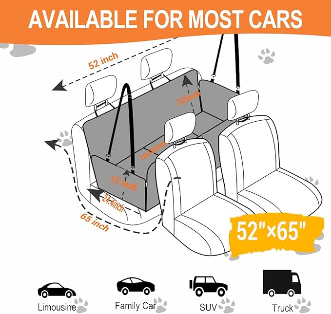 Back Seat Extender for Dogs, Dog Car Seat Cover with Hard Bottom for Backseat Protector, Large Space Dog Hammock with Mesh Window for Car SUV Truck