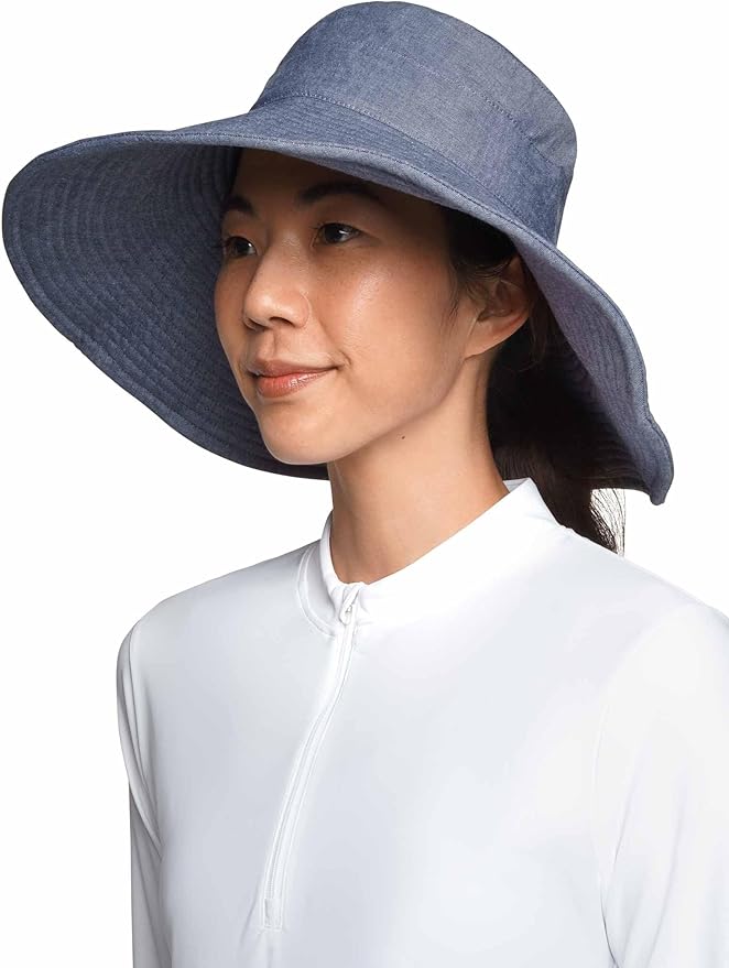 Women's Beach Hat - UPF 50+ Sun Protection - Brittany in Denim Blue Chambray