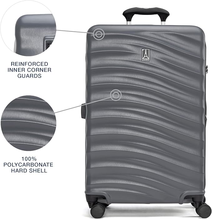 Travelpro Maxlite Air V2 Hardside Expandable Checked Luggage, 8 Spinner Wheels, Lightweight Hard Shell Suitcase, TSA lock, Shadow Grey, Checked Medium 25-Inch