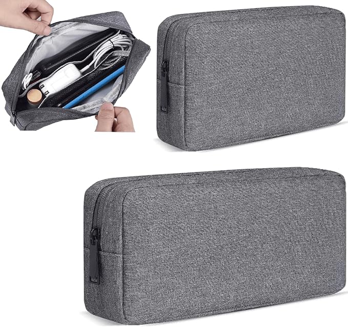 Electronics Organizer Travel Case, Travel Cable Organizer Pouch Electronic Accessories Carry Case Portable Waterproof Storage Bag for Hard Drive, Cord, Charger, Mouse (Small+Big, Dark Gray)