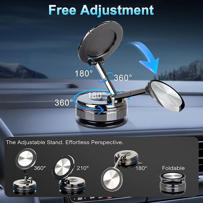 Magnetic Phone Holder for Car, Universal 360 Adjustable Vacuum Magnetic Phone Holder Mount Foldable for iPhone 17 Pro Max 16 15 14 13 12 Plus for Car/Gym/Mirror/Kitchen