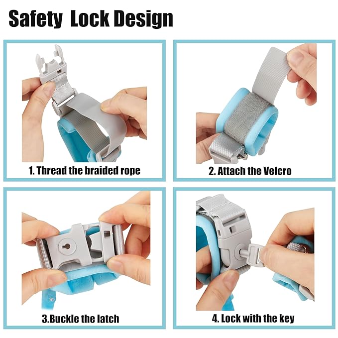 PandaEar Anti Lost Wrist Link, Toddler Harness Walking Leash Safety Child Wristband Leashes for Babies Kids (Blue)