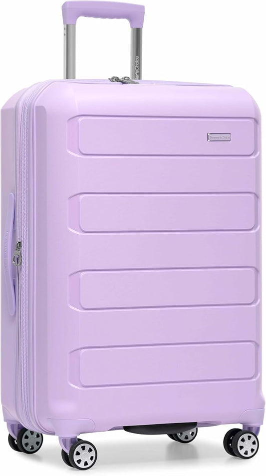 Traveler's Choice Pagosa Indestructible Hardshell Expandable Spinner Luggage, Lavender, 26-Inch Medium
