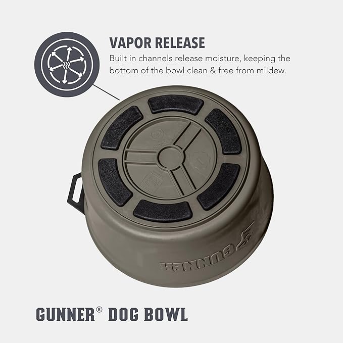 GUNNER Dog Bowl with Spill-Proof Travel Lid – 7.5" x 3.75", 1.3 lb, 7-Cup Capacity, BPA-Free, Rust-Proof, Shock-Resistant, Stackable, Dishwasher Safe, Leak-Resistant Nesting Lid – Gunmetal