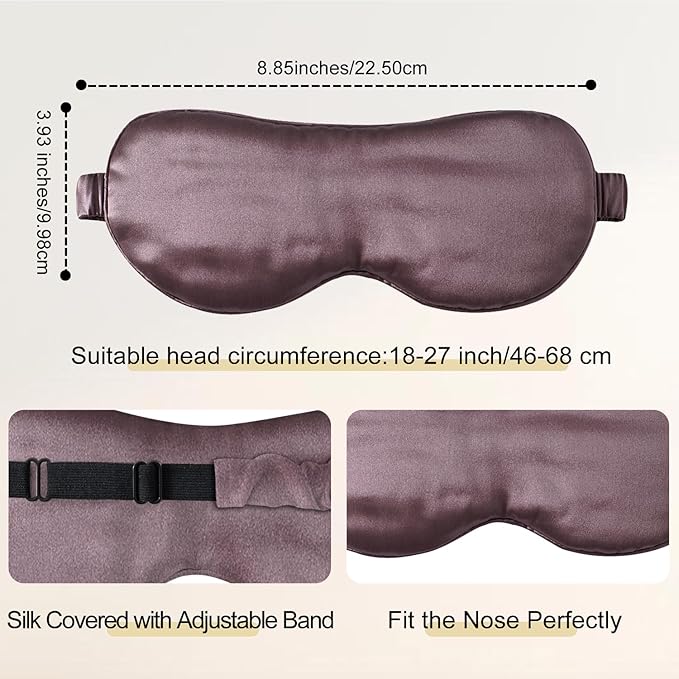 ZIMASILK Adjustable 100% 22 Momme Mulberry Silk Sleep Mask for Sleeping, Filled with Premium Mulberry Silk, Softest & Breathable Eye Sleeping Mask (Plum Wine)
