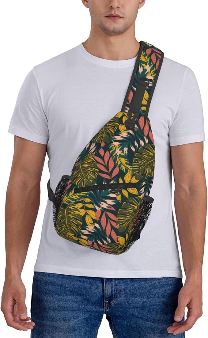 Hawaii Tropical Palm Sling Backpack Crossbody Bag Casual Chest Bags Travel Hiking Daypack Shoulder Bag for Women Men