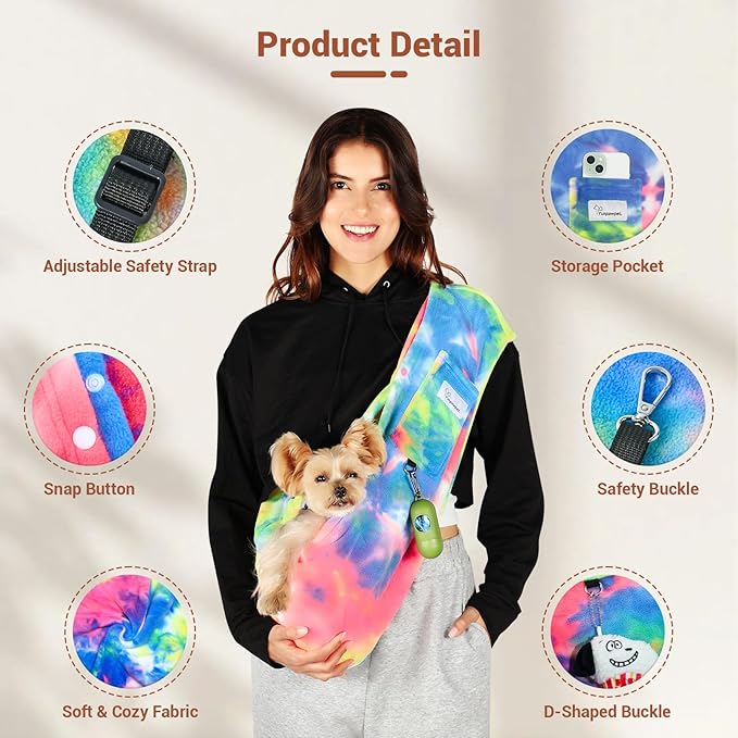 Dog Carrier Sling,Indoor Comfort Adjustable Cat Sling Carrier,with Front Pocket and Seat Belt Dog Carriers for Small Dogs Machine Washable,Suitable for Family Outdoor Use (Large, Fruits)