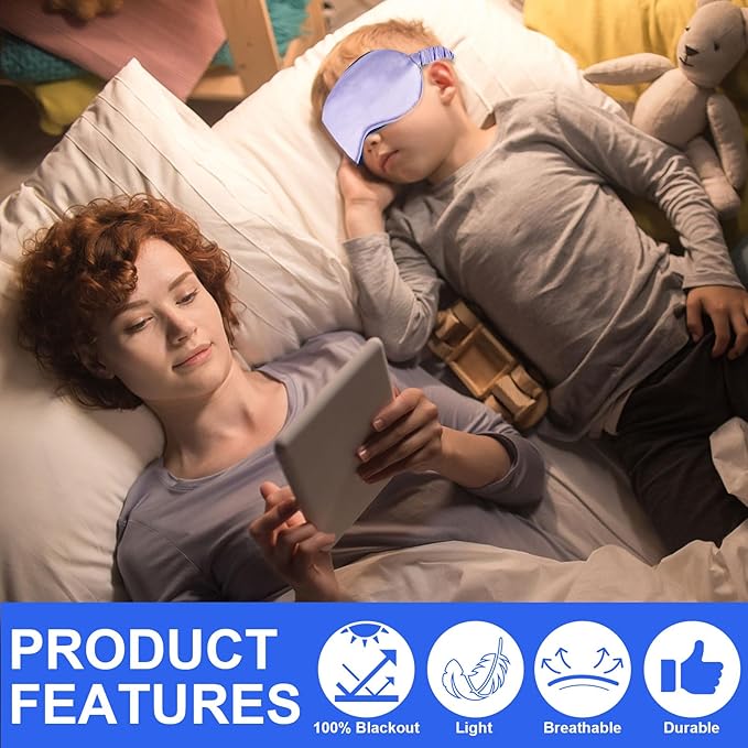 2Pack Silk Sleep Mask,IEKEODI Eye Mask for Sleeping,Elastic Blackout Eye Mask & Blindfold for Full Night's Sleep,Travel and Nap(Purple)