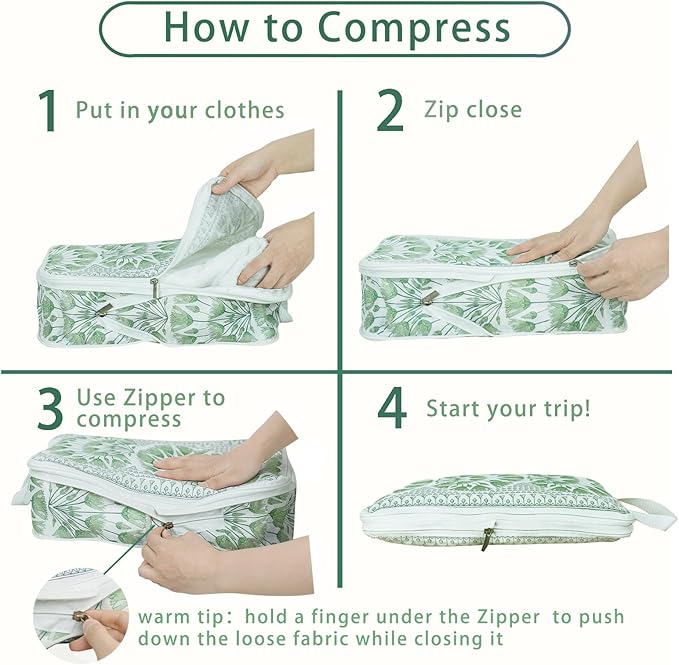 6 Pcs Compression Packing Cubes, Packing Cubes for Travel, Waterproof Luggage Organizer Bags Set, Cute Packaging Cubes for Women Kids Backpack Carry-Ons