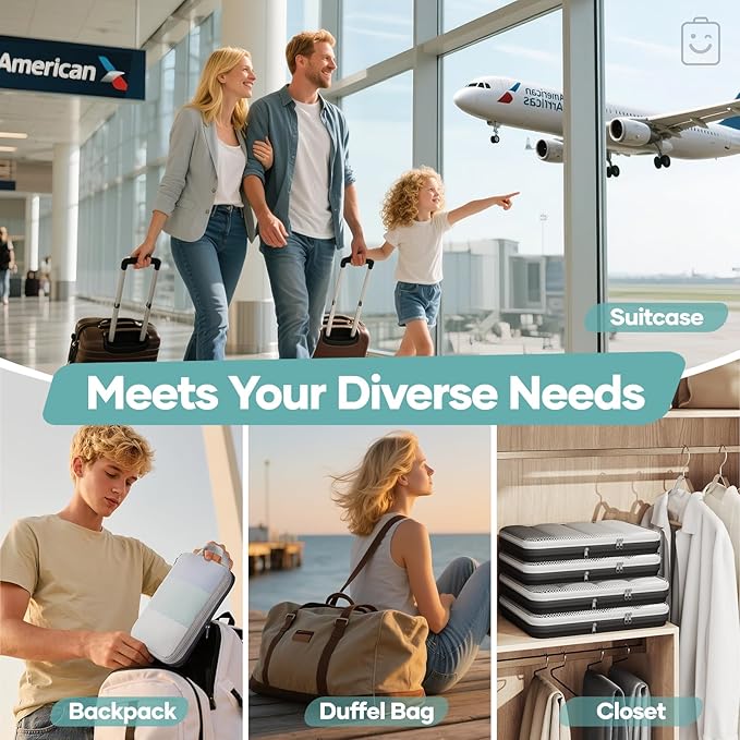 Veken 11 Set Compression Packing Cubes for Travel Essentials,Compressible Expandable Large Luggage Suitcase Organizer Bags for Clothing,Durable Space Saver Storage Bags with Toiletry Bags(Black)