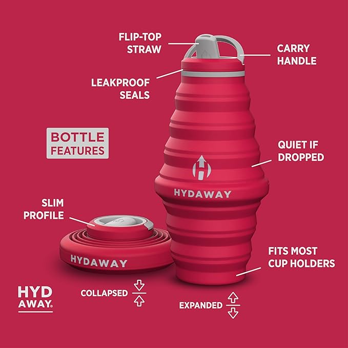 HYDAWAY 25oz Collapsible Water Bottle - BPA-Free, Leakproof, Lightweight, and Space-Saving - Perfect for Hiking, Travel, and All-Day Hydration