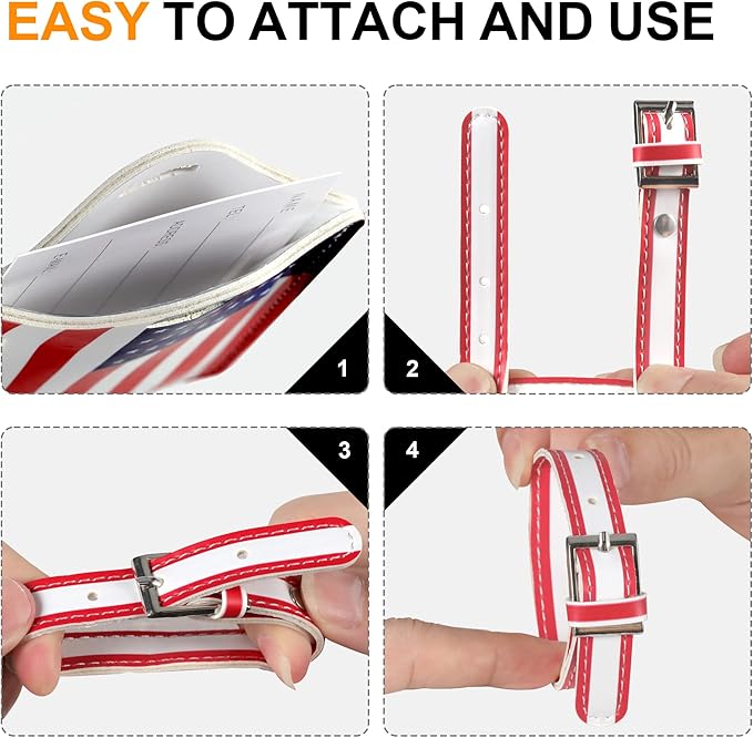 4 Pack Luggage Tag for Suitcases TSA Approved, Leather Suitcase Tags Identifiers, Cute Bag Name Travel Tags ID Labels for Women Men Cruise Airport Luggage Travel Essentials by Sodsay