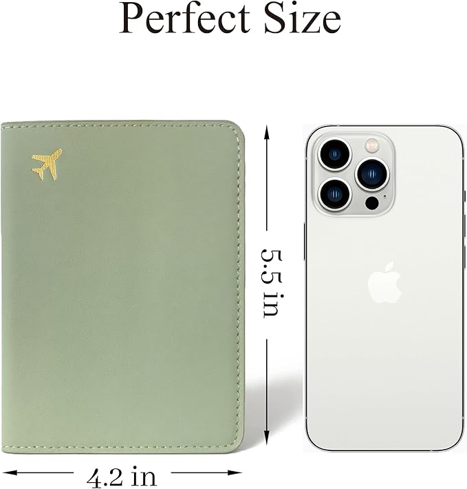 PU Leather Passport Holder Covers Case, Waterproof Rfid Blocking Travel Wallet Passport Holder(Sage Green)