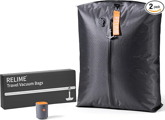 Classic Series Vacuum Bags for Travel Luggage with Wireless Pump, Compression Bags for Carry On Suitcases and Backpack, Vacuum Seal Packing cube for Cloth Packing (1PC + PUMP)