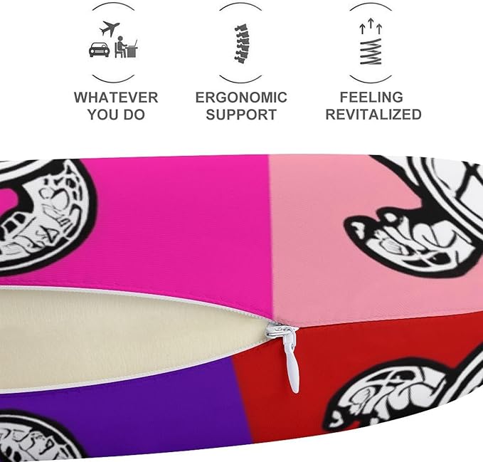 Men’s Comfort U-Shaped Neck Pillow Memory Foam Travel, Tribal Sea Turtle U-Shape, Breathable Car Airplane Support