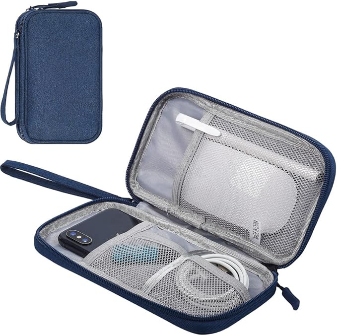 Electronic Organizer Cable Bag, Electronics Accessories Carry Cases Portable Cord Organizer Bag for Cable, Charger, Phone, USB, SD Card, Earphones More Out-Going, Business Travel Gadget Bag, Blue
