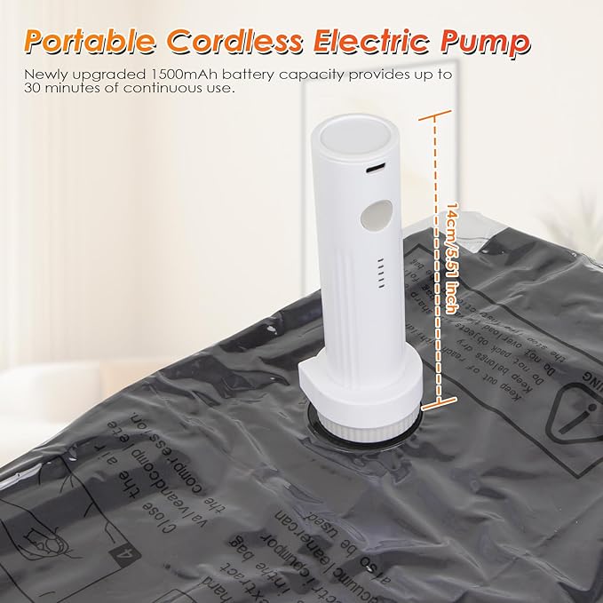 Fohil 9 Pack Vacuum Seal Bags with Electric Pump, Compression Packing Bag for Suitcase Luggage, Vacuum Seal Bag for Clothing Space Saver Bags for Clothes, Blanket, Duvets, Pillows