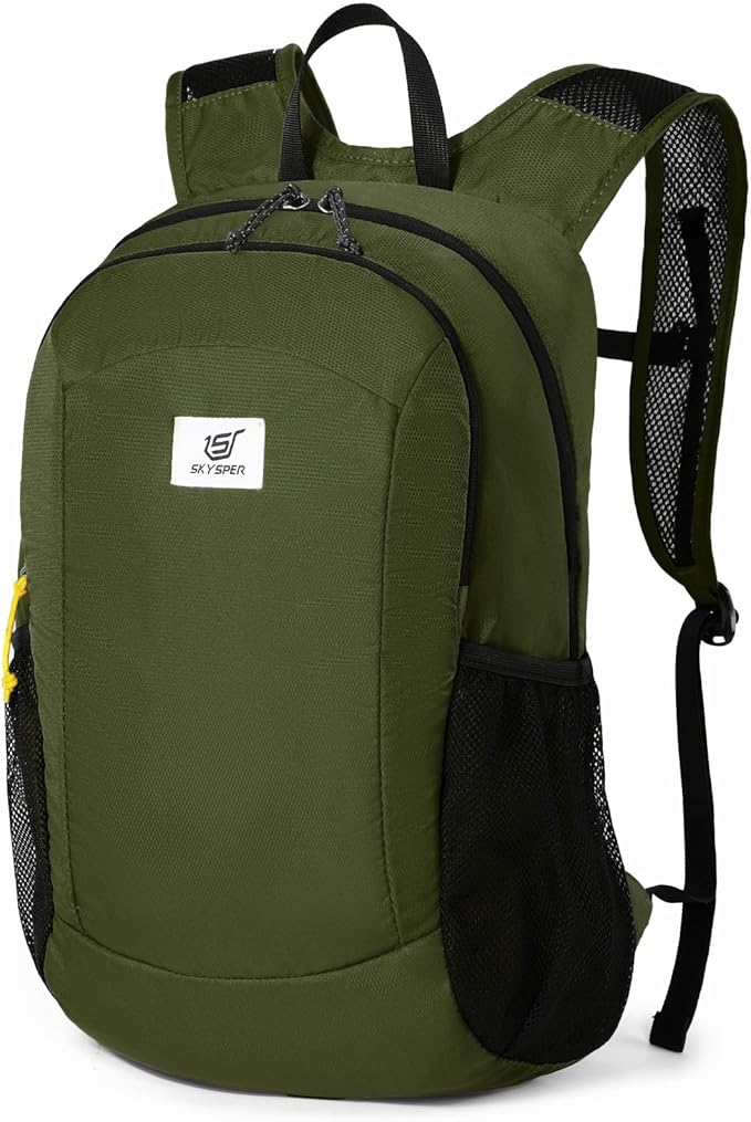 SKYSPER 16L Hiking Backpack Lightweight Small for Women Men, Foldable Packable Daypack - Travel Camping Backpack, Outdoor Hiking Bag (Armygreen)
