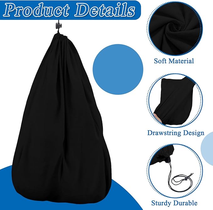 4 Pcs Travel Shoe Bags Spandex Shoes Pouch with Interior Divider and Drawstring for Women Men Luggage Packing (Black)