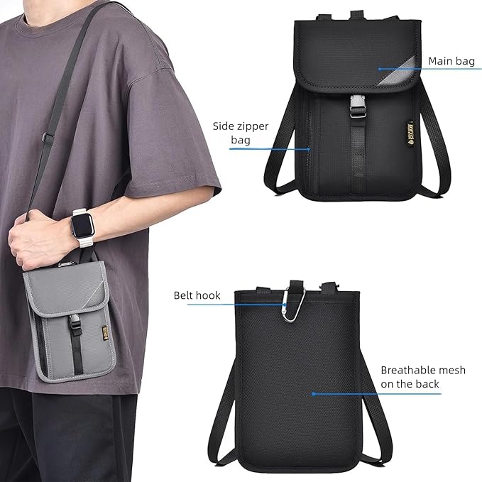 Passport Holder for Travel Pouch Neck Wallet for Traveling Women Men with RFID Blocking Waterproof and Slim Neck Pouch Adjustable Neck Strap (Z-Blue)