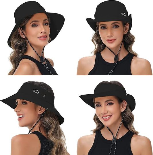 Sun Hats for Women Bucket Hat UV Protection Fishing Hat Wide Brim Safari Hats 2 in 1 Zip-Off Sun Visor Hats UPF 50+