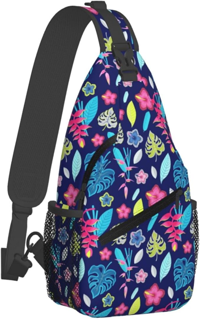 Hawaii Tropical Palm Sling Backpack Crossbody Bag Casual Chest Bags Travel Hiking Daypack Shoulder Bag for Women Men