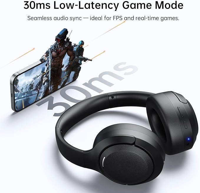 EKSA P300 Wireless Bluetooth Headphones, Active Noise Cancelling Over Ear Headset with ENC Mic,Transparency Mode, 100H Playtime, Hi-Res Audio, Deep Bass,BT 5.4 Headset for Music Office Travel