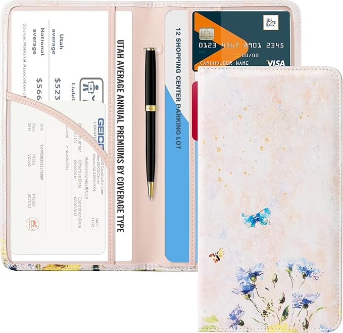 CoBak Car Registration and Insurance Holder - Vehicle Glove Box Car Organizer,Auto Truck Comparment Accessories Case with Magnetic Closure for Essential Document,Driver License,Cards