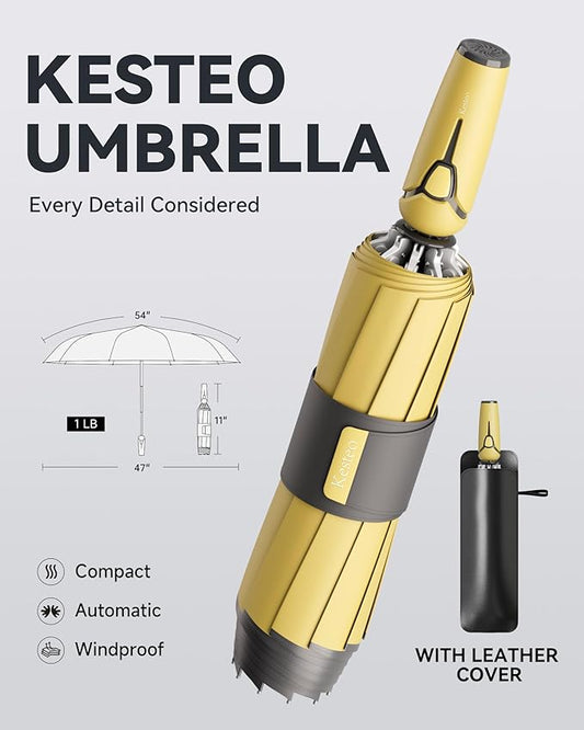 Windproof Travel Umbrella for Rain, Withstand 85MPH Winds, 54 Inch Automatic Reverse Fold Umbrellas Easy Auto Open Close, Portable Compact Umbrella Includes Cover Bag, Perfect for Travel, Car, Commute, Women Men, Backpack