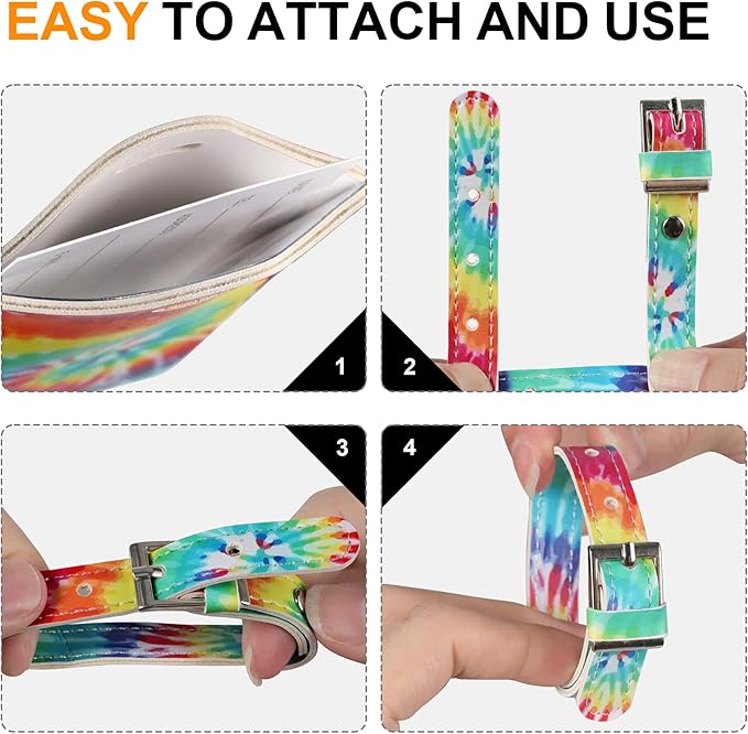 4 Pack Luggage Tag for Suitcases TSA Approved, Leather Suitcase Tags Identifiers, Cute Bag Name Travel Tags ID Labels for Women Men Cruise Airport Luggage Travel Essentials by Sodsay