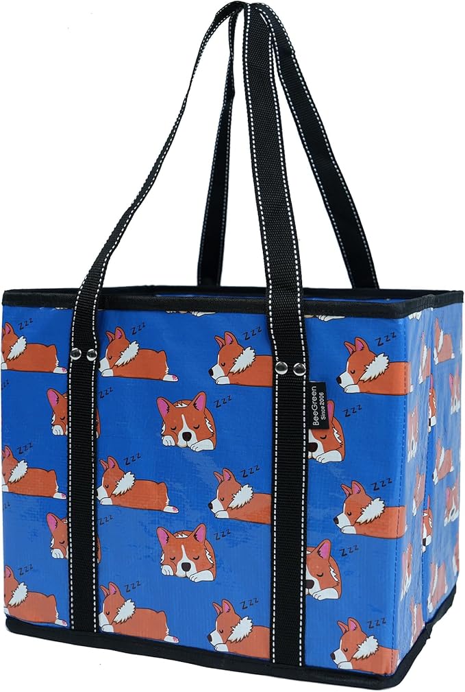 BeeGreen Large Waterproof Reusable Bags Christmas Heavy Duty Shopping Tote for Groceries Pool Gift with Webbing Handles