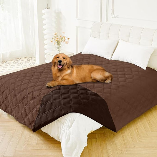 Smiry Waterproof Dog Bed Cover Blanket 82x102, Soft Reversible Pet Blanket, Washable Leakproof Cats Dogs Couch Cover for Sofa, Couch, Furniture, Lattice, Brown/Chocolate