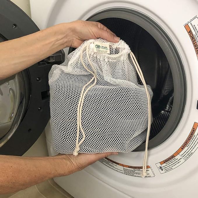 Simple Ecology Organic Cotton Mesh Laundry Bag; Machine Washing Bags for Delicates, Lingerie and Garments, Medium 2 pack