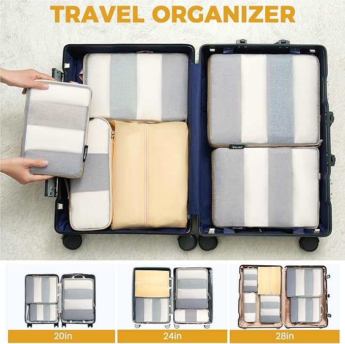 BAGAIL 6 Set Ultralight Compression Packing Cubes Packing Organizer for Travel Accessories Luggage Suitcase Backpack
