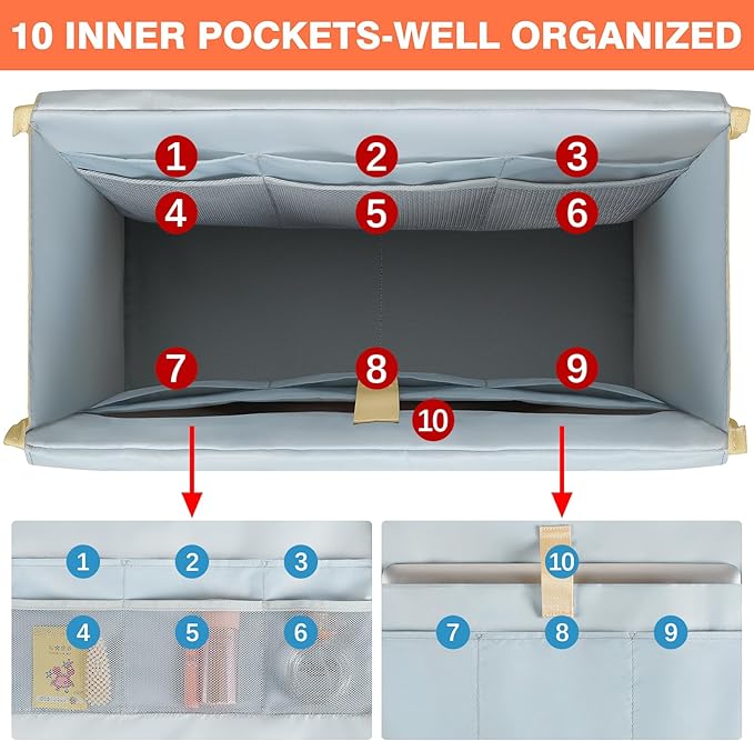 IBFUN Utility Tote Bag with 14/24 Pockets Zip Top Teacher Tote Bag for Teacher/Work Women