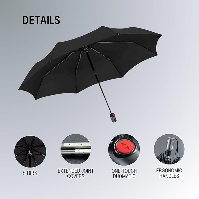 Knirps T.200 Duomatic Compact Rain Umbrella in Palm Multicolor– Wind Tunnel Tested to 93 mph, Aluminum Steel Fiberglass Frame, 38in Canopy, OEKO-TEX, High-Performance Automatic Travel Umbrellas