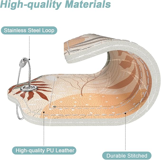 Rimilak 3 Pcs PU Leather Luggage Tags for Suitcase, Travel Cruise Luggage Tag with Privacy Flap, Name ID Label and Metal Loop for Women Men Baggage Handbag School Bag Backpack, Modern Abstract Art