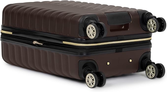 Kenneth Cole REACTION Madison Square Lightweight Hardside Chevron Expandable Spinner Luggage, Chocolate Brown, 20-Inch Checked