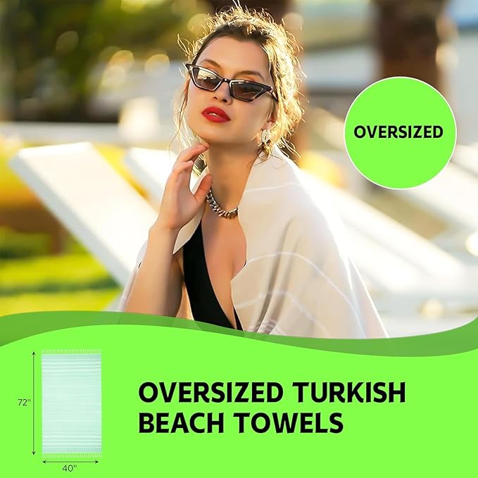 HAVLULAND Turkish Beach Towels Oversized -100% Turkish Cotton Super Soft Lightweight - Absorbent and Quick Drying Bath Towel - Sand Free Beach Towel - Turkish Towels for Adults (Purple, 12 Pack)