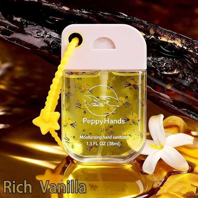 PeppyHands Hand Sanitizer, Hand Sanitizer Spray, Hydrating Spray for Hand, Portable Sanitizer spray Set ﻿for Travel Size, 500-Sprays Each Multi-Flavor (8Pcs.)