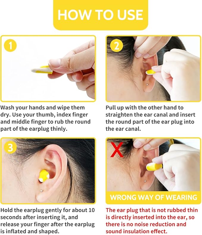 LYSIAN Foam Earplugs - 60 Pairs, 38dB Ear Plugs for Sleeping Noise Cancelling, Mowing, Shooting,Double Color Yellow/White