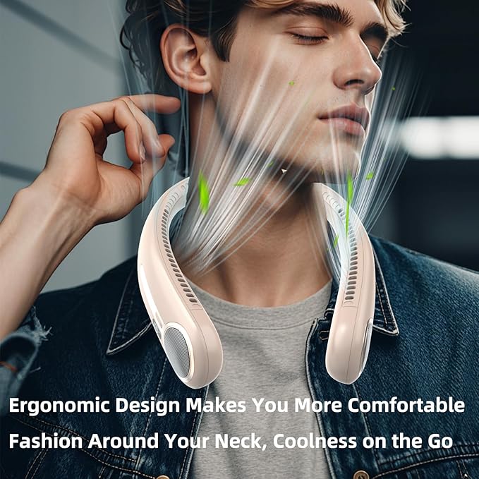 Portable Neck Fan,Hands Free Personal Wearable Bladeless Fan,6000mAh USB Rechargeable,360° Cooling,LED Display,4-Speeds,Birthday Gifts for Men Women Dad Mom,Stocking Stuffers Christmas Gifts (Brown)