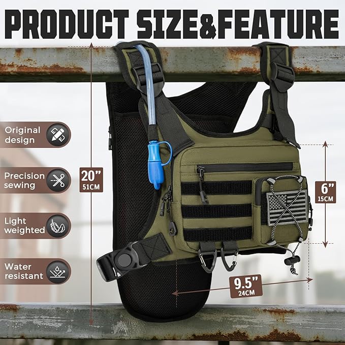 Hydration Vest with 2L Water Bladder for Men and Women,Lightweight Adjustable Hydration Backpack,Reflective Running Vest Chest Bag for Climbing Cycling Hiking