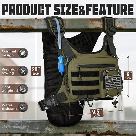 Hydration Vest with 2L Water Bladder for Men and Women,Lightweight Adjustable Hydration Backpack,Reflective Running Vest Chest Bag for Climbing Cycling Hiking