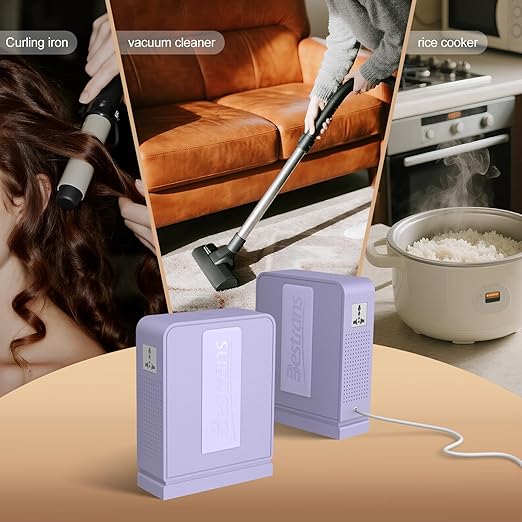 2000W Step Up Transformer 110v to 220v Converter, Heavy Duty Voltage Converter 110v to 220v with Dual Outlets, Overload Protection & Ultra-Quiet Design for Home Appliances,Light Purple