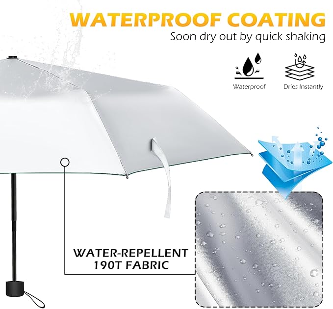 Travel Mini UV Umbrella for Purse Handbag Backpack in Small Size Sun & Rain Protection Compact Lightweight Tiny Pocket Umbrella for Kids Women Men